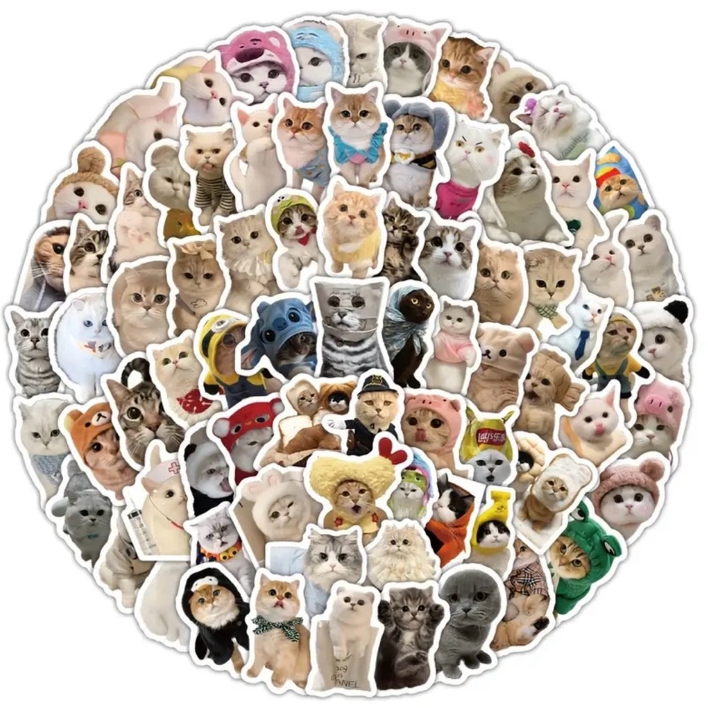 100 Cute Kitty Cats in Hats & Fashion Stickers